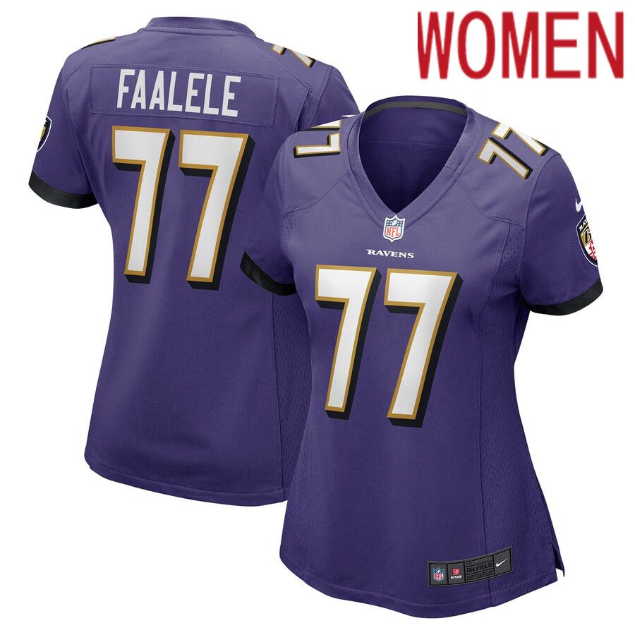 Women Baltimore Ravens #77 Daniel Faalele Nike Purple Player Game NFL Jersey->women nfl jersey->Women Jersey